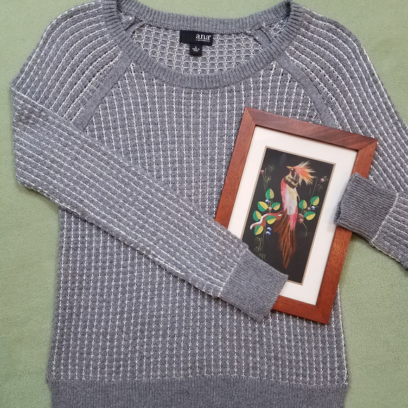 a.n.a. Gray Knit Crew Neck Pullover cozy fall winter long sleeved Sweater Small - Picture 7 of 8